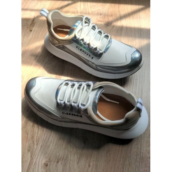 Robert Clergerie White Sea Fashion Boost Sole Comfort Metallic Trim Sneakers Reg - Picture 3 of 12